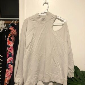 Lululemon Light Blue/Grey Cut-Out Shoulder Sweater